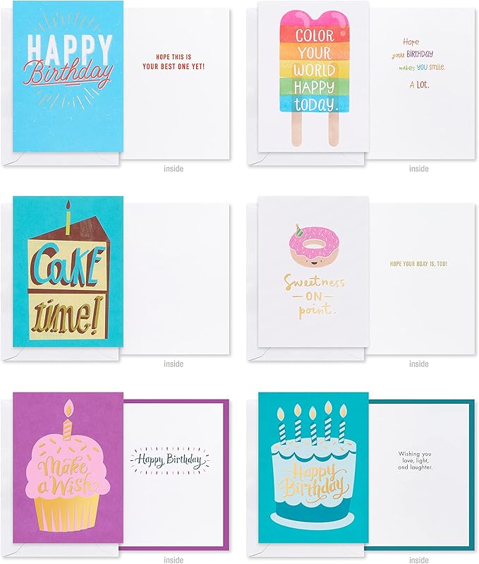 American Greetings Deluxe Birthday Card Assortment, Bright & Cheerful (40-Count)