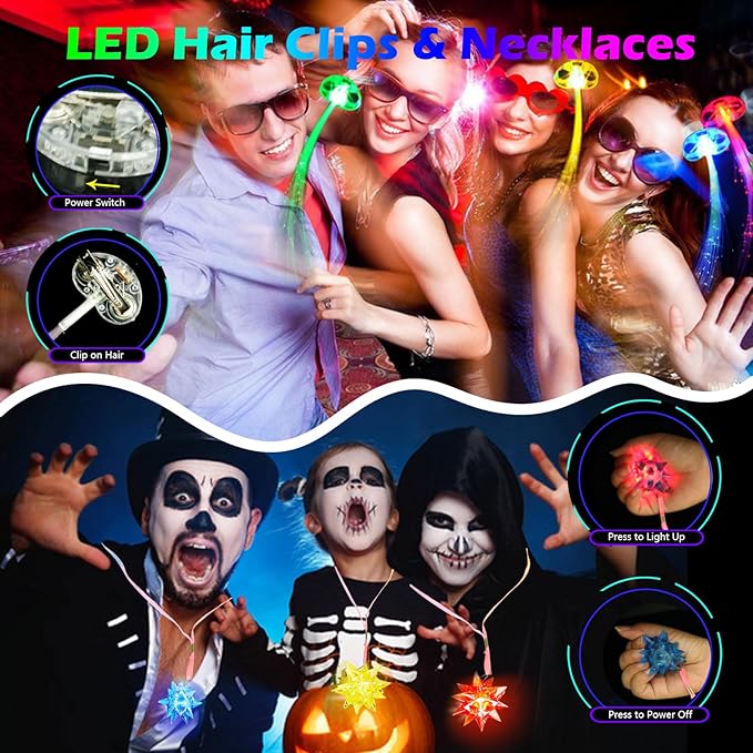 292 PCS Glow in the Dark Party Supplies for Kids Adults,Neon Party Favors Glow Sticks Rings Glasses Headband Birthday Graduation Glow Party