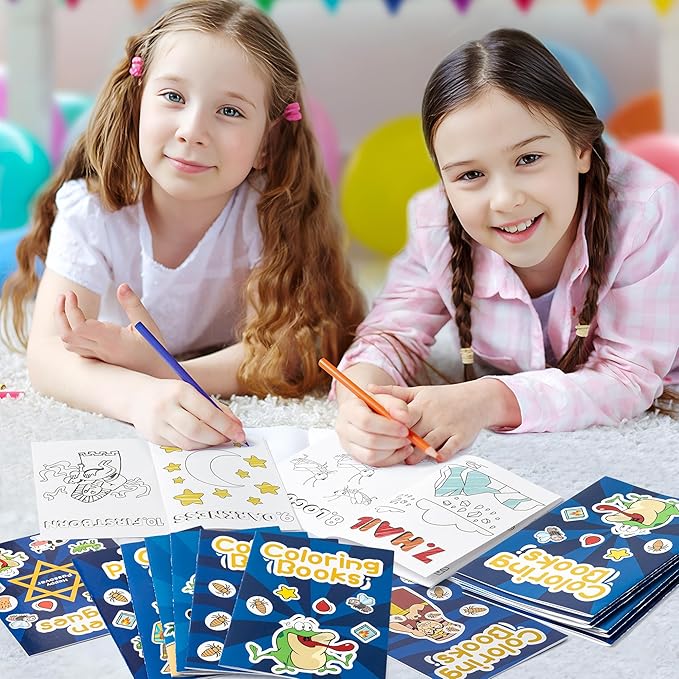 24Pcs Passover Coloring Books for Kids Bulk Ten Plagues Mini Coloring Booklet Pesach Jewish Holiday DIY Educational Art Drawing Book with for Jewish Pesach Seder Party Favors Goodie Bag Filler