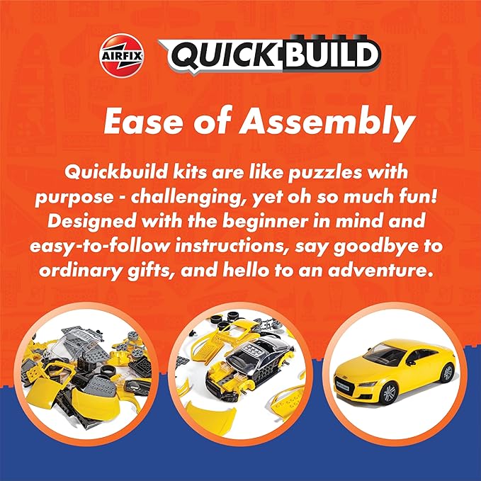 Airfix J6049 Quickbuild Plastic Model Car Kits - Audi R8 Coupe - Easy Assembly Snap Together Model Kit, Classic Car for Adults & Kids to Build, Model Sports Car, Building Toys Set