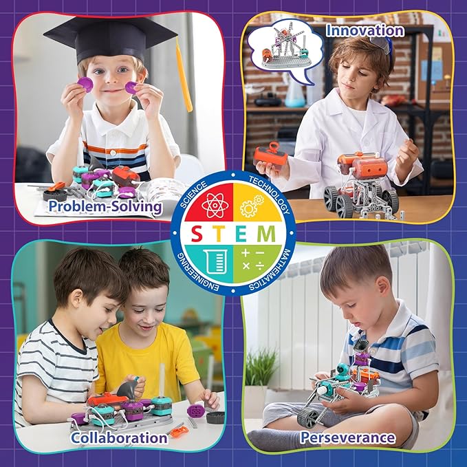 201PCS Circuit Board for Kids 110 Projects STEM Science Kit for Boys 8-14 Includes 15-in-1 Electric Assemble Models Educational Toy DIY Science Experiments School Family Activity Christmas Bday Gift