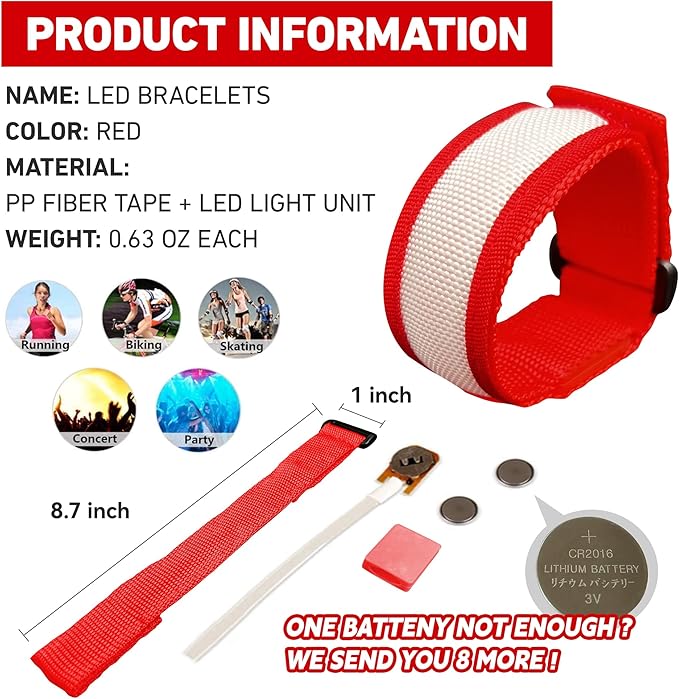 8 PCS LED Glow Bracelets, Light Up Wristbands - Glow in The Dark Party Bracelets Favors Supplies for Christmas, Concerts, Festivals, Game Prizes, Sports, Rave Accessories