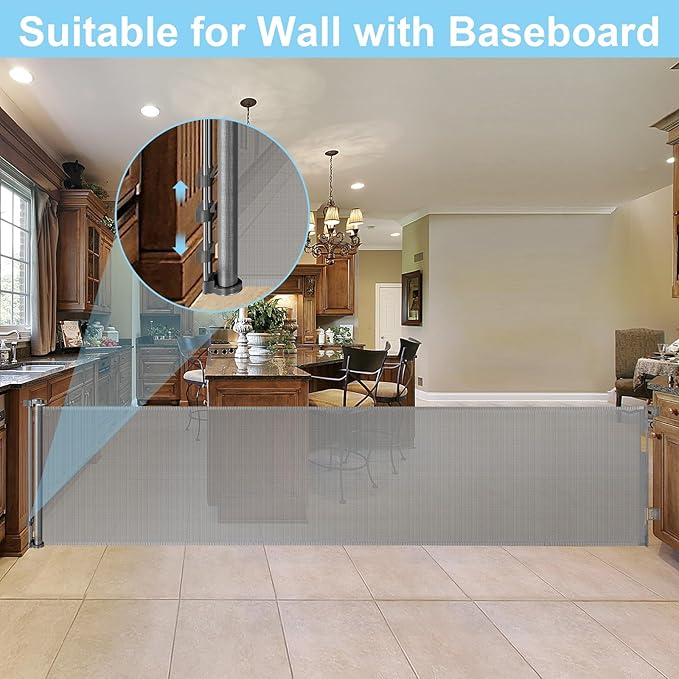 168 Inch Retractable Baby Gates Extra Wide Baby Gate Retractable Baby Gate Extra Long Baby Gates for Large Openings Extra Long Dog Gate for Large Opening Pet Gates for Dogs Extra Wide Outdoor Dog Gate