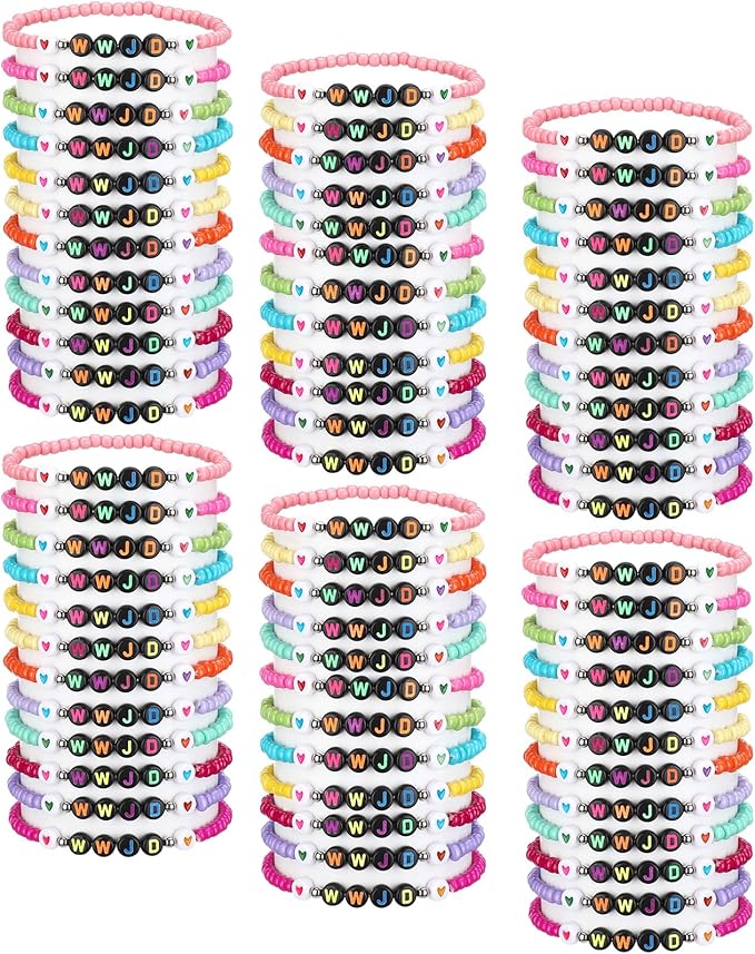 72 Pcs WWJD Bracelets Jesus You Christian Bracelets Bulk, Beaded Friendship Bracelet for Women Men Colorful Religious Bracelets Inspirational Reminder Jewelry Gift