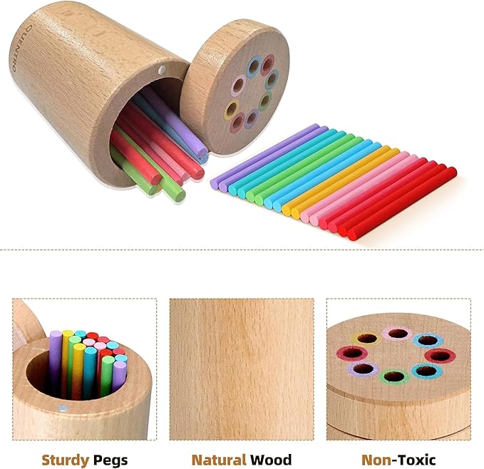 Montessori Toys for 3 Year Old, Wooden Learning Color Sorting Toys for Toddlers, Educational Fine Motor Developmental Sensory Matching Games, 36 Months Up Old Baby Boys Girls Xmas Gifts