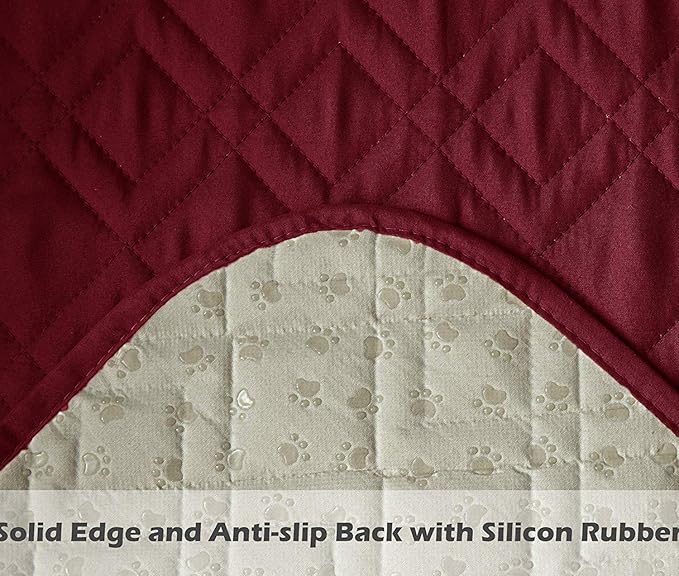 Ameritex Couch Sofa Slipcover 100% Waterproof Nonslip Quilted Furniture Protector Slipcover for Dogs, Children, Pets Sofa Slipcover Machine Washable (Burgundy, 68")