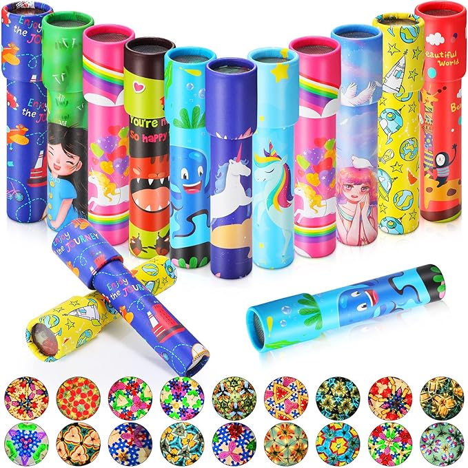 15 Pcs Classic Kaleidoscopes Kids Birthday Party Favor Old Fashioned Vintage Educational Toys Stocking Stuffers Goodie Bag Fillers for Classroom School Return Gifts Carnival Prizes (Cute Style)