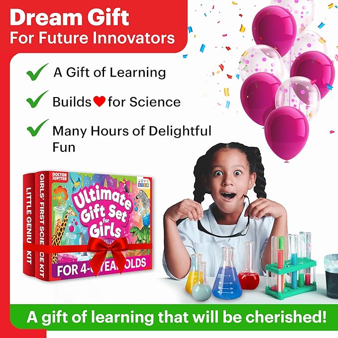 Doctor Jupiter Ultimate Gift Set for Girls| Set of Girl’s First Science Kit, Little Genius Kit for 4-6 Year Olds| Girl Christmas, Birthday Gifts| STEM Learning & Education Toys for Kids Ages 4,5,6