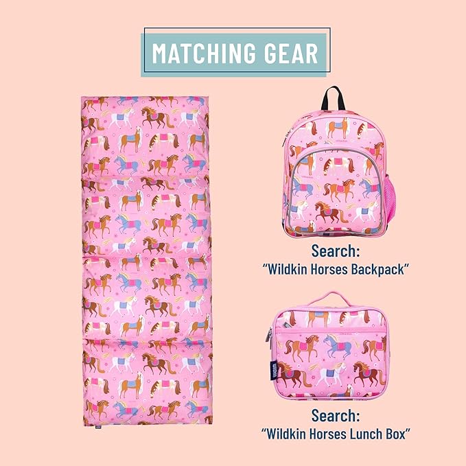 Wildkin Kids Floor Lounger: Ideal for Boys and Girls, Travel-Friendly, Perfect for Sleepovers - Pillow Lounger for Kids, Requires Standard Size Pillows Not Included (Horses)