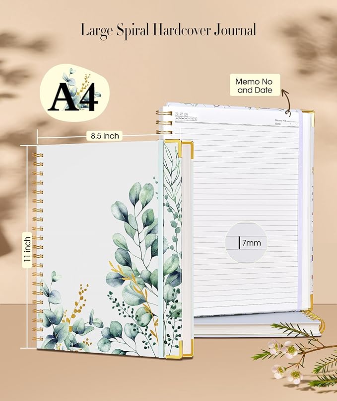 Aesthetic Spiral Notebook Journal for Women, 200 Pages Lined Notebooks 8.5” x 11”, A4 Large Hardcover Spiral Journals with 100 GSM Thick Paper, Cute College Ruled Notebook for Writing Work School