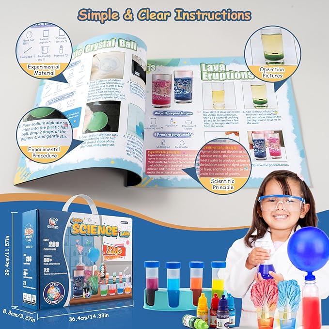 238+ Science Experiment Kit for Kids, STEM Projects Educational Science Kits, Science Lab Chemistry Set, Science Toys Kids Science Kit, Birthday Gift Ideas for Boys Girls Ages 5-6-7-8-9-10-11-12