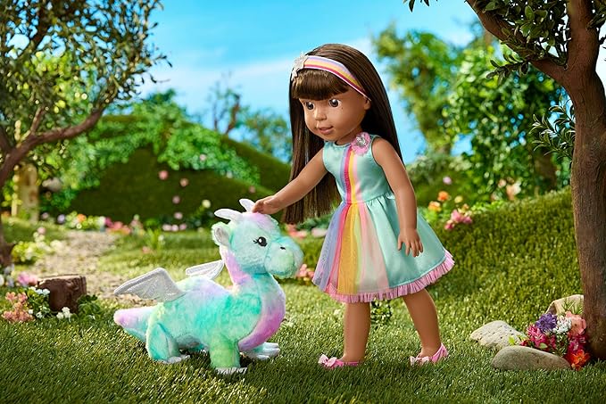 American Girl WellieWishers 14.5-inch Ashlyn Doll Playset with Crisella The Dragon, Doll Dress and Accessories, and Storybook, for Ages 4+