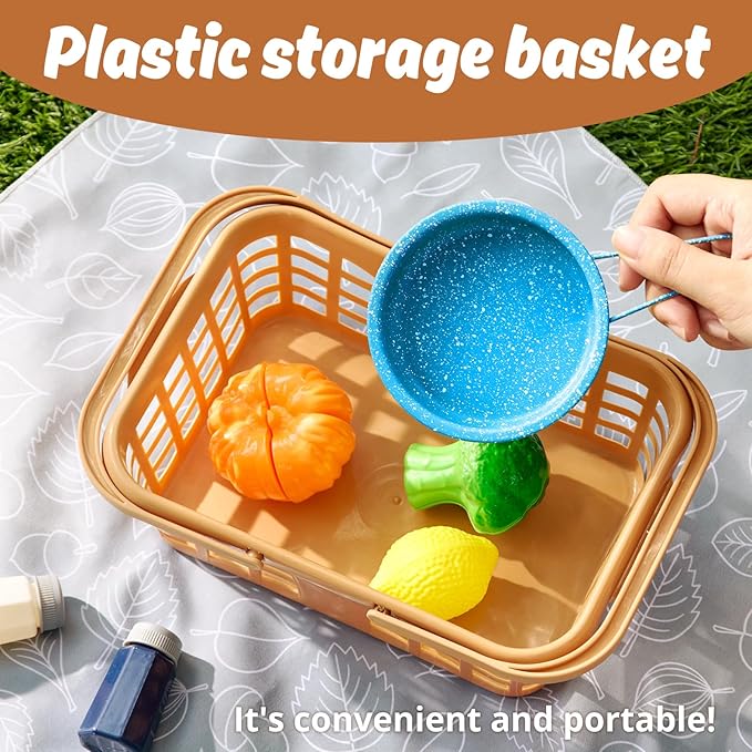 Kids Play Kitchen Toy Accessories Set Toddler Cooking Playset Colorful Stainless Steel Pots and Pans Birthday Gifts for 3+ Girls Boys (New Blue)