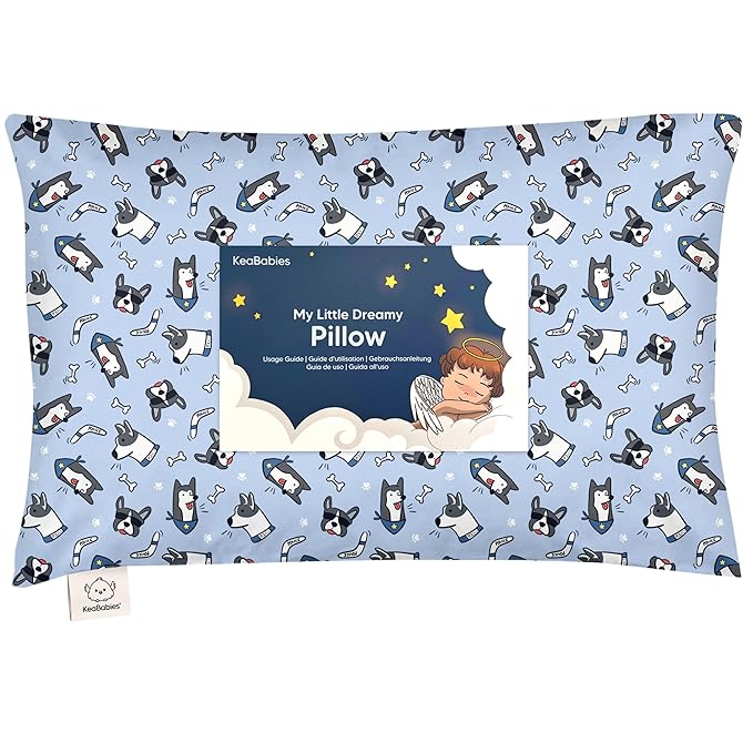 Toddler Pillow with Pillowcase - 13x18 My Little Dreamy Pillow, Organic Cotton Toddler Pillows for Sleeping, Kids Pillow, Travel Pillows, Mini Pillow, Nursery Pillow, Toddler Bed Pillow (Patrol)