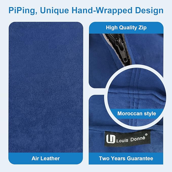 Louis Donné Unstuffed Pouf Ottoman Luxurious Premium Fabric Pouf Cover in Jewel Blue Scratch & Dirt Resistant with Hidden Storage Stylish Foot Rest Cover for Living Room Bedroom Patio Only Cover