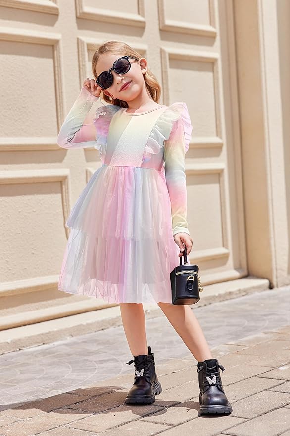 Arshiner Toddler Dress Baby Girls Tutu Tiered Formal Party Sequin Tulle Dresses Fall Winter Clothes for 1-6 Years