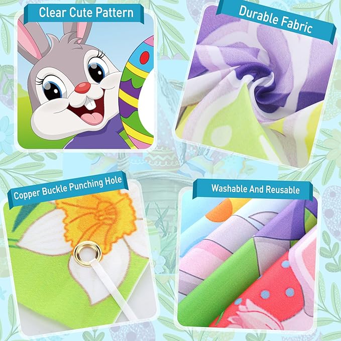 34 Pcs Easter Outdoor Party Games Includes Potato Sack Race Jumping Bags Legged Race Bands Egg and Spoon Race Inflatable Bunny Ring Toss Games Bean Bags Game Banner for Party Supplies