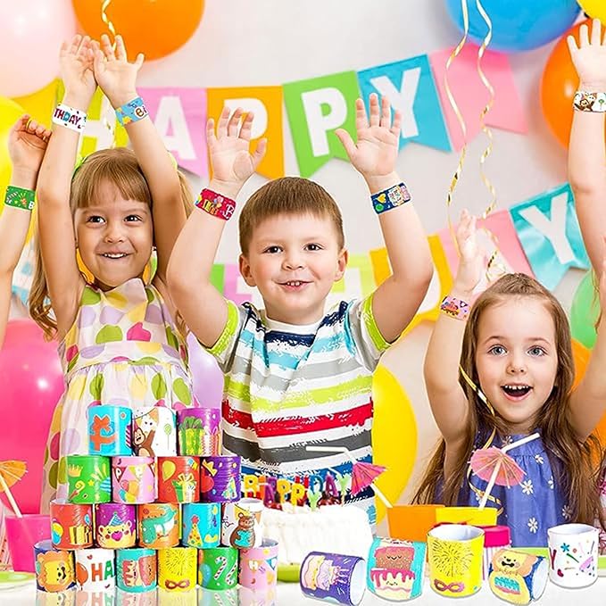 36 PCS Happy Birthday Slap Bracelets Kids Party Favors,Bulk Snap Bracelet Party Favors Supplies for kids&teens Gifts Teacher Classroom School Favors