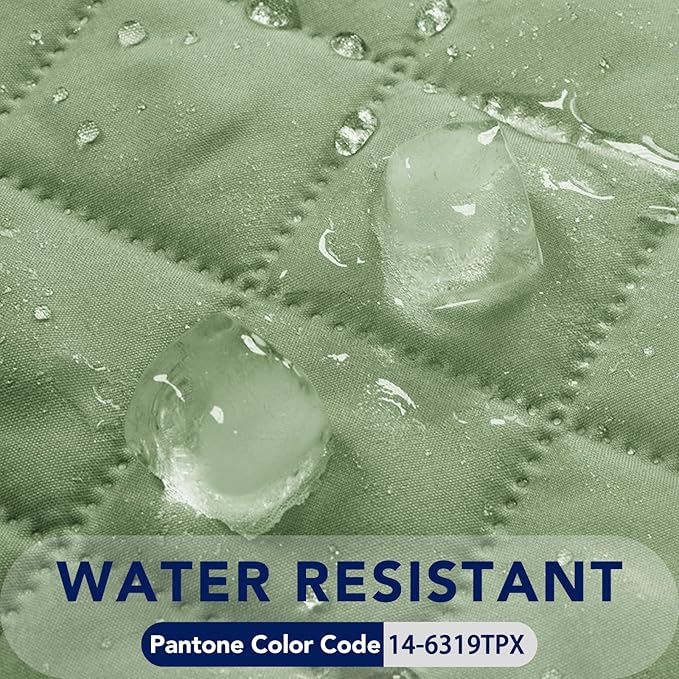 PureFit Reversible Quilted Sofa Cover, Water Resistant Slipcover Furniture Protector, Washable Couch Cover with Non Slip and Elastic Straps for Kids, Dogs, Pets (Recliner, Sage Green/Ivory)