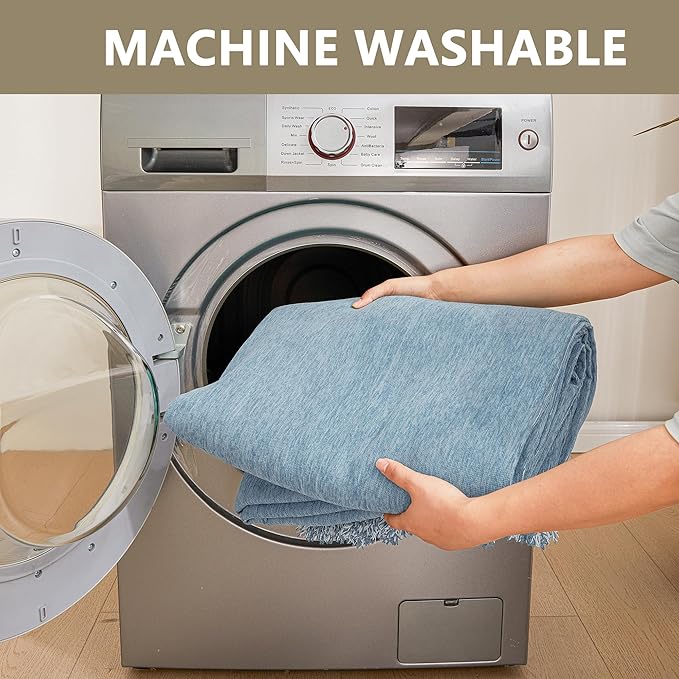 MYSKY HOME Couch Covers Loveseat Couch Cover Blanket Blue Chenille Sofa Covers with Tassel Edge Living Room Large Futon Sofa Slipcovers Simple Practical Furniture Protector for Dogs Pet 91"x 118"