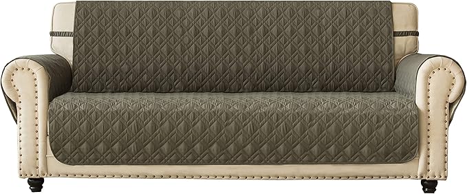 Ameritex Couch Sofa Slipcover 100% Waterproof Nonslip Quilted Furniture Protector Slipcover for Dogs, Children, Pets Sofa Slipcover Machine Washable (Green, 68")