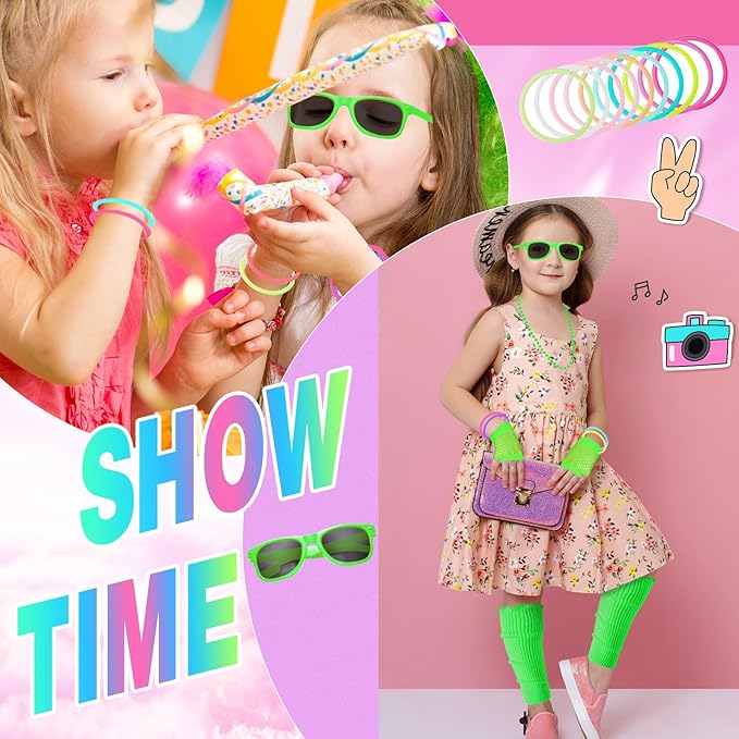 80s Outfit for Kids, 80s Costumes Accessories for Kids, 80s Outfits for Girls Cosplay 1980s Theme Retro Party
