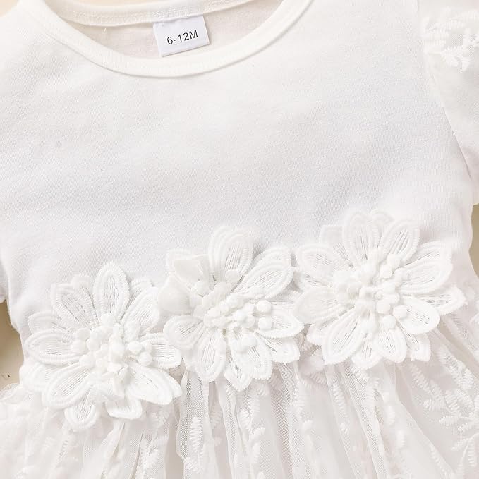 Baby Girl Dress Ruffle Sleeve Toddler Girl Dresses Infant Girls Long Sleeve Fall Winter Clothes Flower Tulle Dress
