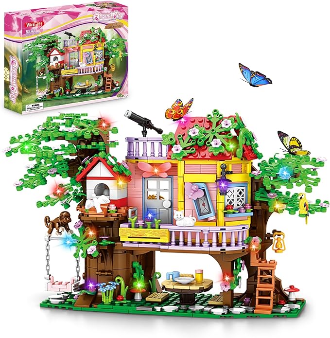 840 Piece Tree House Building Sets,Girls Creative Forest House Building Blocks Kit,STEM Friends Friendship Tree House with Swing Animals Flowers,Christmas Birthday Gifts for Girl Boy Age 6-12+