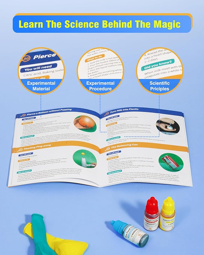 60+ Science Experiment Kit for Kids Ages 5-6-7-8, STEM Learning and Educational Toys, First Science Kit for Boys Girl Birthday Gifts