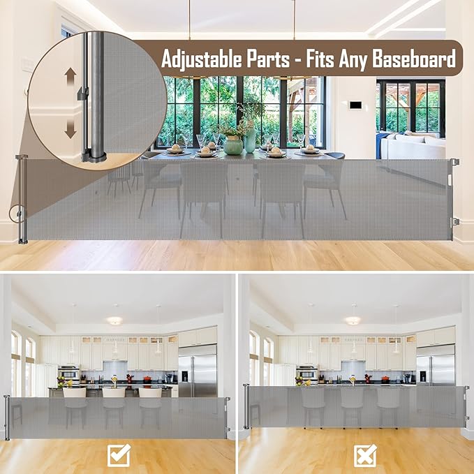 178 Inch Retractable Baby Gates Extra Wide Gates for Dogs Indoor Outdoor Large Baby Gate for Super Wide Openings Dog Gates for The House Extra Wide Long Baby Gate for Doorways Retractable Pet Gate