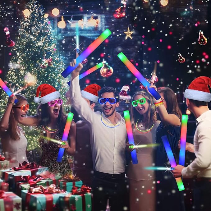 280 PCS Glow in the Dark Party Supplies 20 PCS Foam Glow Sticks 20 PCS LED Glasses 40 PCS Finger Lights 200 PCS Glow Sticks Bracelets Neon Glow Party Favors Christmas Wedding Birthday Concert New Year