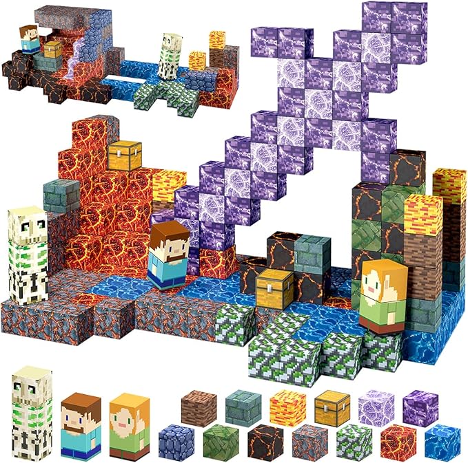 213 PCS Magnetic Blocks Building Toys Set Sword Kids Building Blocks for Toddler Boys Girls 3+, STEM Sensory Magnetic Cubes Christmas Birthday Present Construction Building Toys