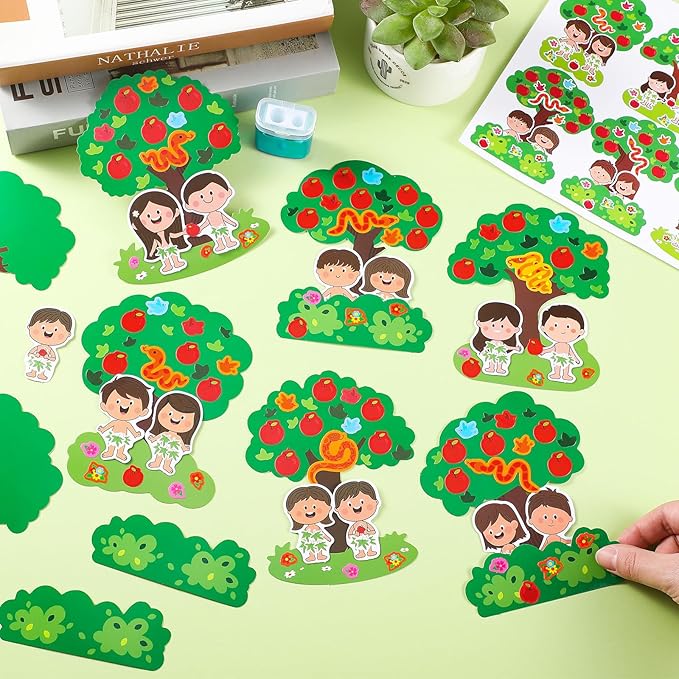 30 Sets Adam and Eve Bible Craft for Kids DIY Religious Christian Crafts Make Your Own Bible Crafts for Toddler Preschooler Christian Sunday School Classroom Church Religious Party Favor
