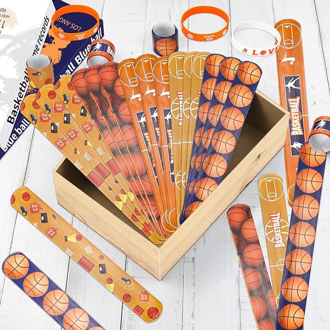 40 Pieces Basketball Party Favors, Basketball Silicone Wristbands Basketball Toy Bracelets for Basketball Game Day Teens Birthday Basketball Theme Party Basketball Team Awards Presents