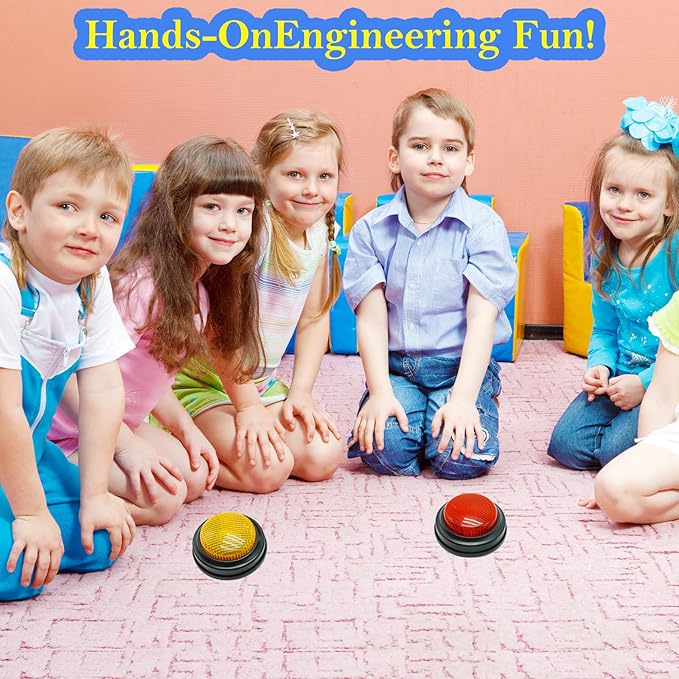 2-Pack Buzzers for Trivia Games, Answer Buzzers for Classroom, Family Feud Jeopardy Buzzer, Game Buzzers with Lights and Sound for Classroom, Game Show Buzzer Buttons