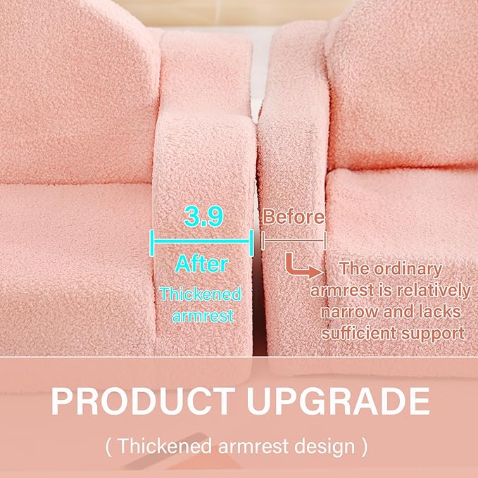 Tiita Kids Chair Couch, Folding Toddler Comfy Sofa Chairs, 2-in-1 Kids Plush Sofa Fold Out, Baby Armrest Chair Sofa to Lounger, Convertible Play Sofas to Bed for Girl or Boy, Grey Star