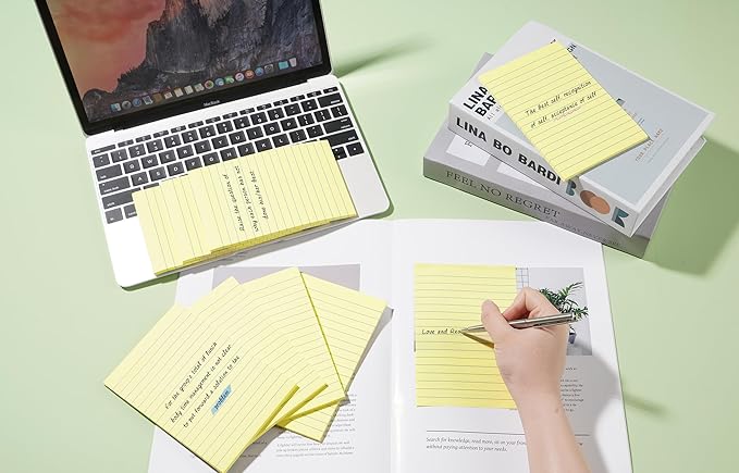 9 Pads Lined Sticky Notes 4x6 inch Post, Canary Yellow, Clean Removal, Self-Stick Pads, Large Sticky Notes Easily Used for Home, Office, School, 40 Sheets/Pad