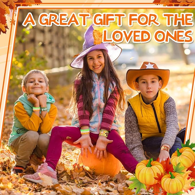 240 Pcs thanksgiving Party Favors thanksgivingSlap Bracelets for Kids Rubber Wristbands Bulk Silicone Bracelets Assorted thanksgiving Party Supplies for Boys Girls Prize Gifts Treat Filler