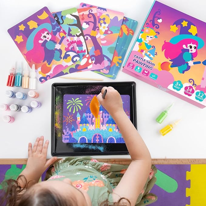 2 in 1 Foil Fun & Sand Art Kits for Kids, Princesses Crafts, No Mess DIY Creative Activity for Girls and Boys Ages 4-8, Learning Toy