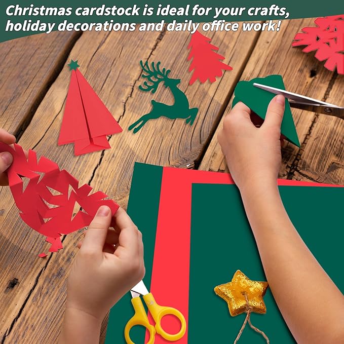 300 Sheets Red Green Cardstock Paper 8.5 x 11 inches, 180 GSM/65 lb Thick Card Stock Paper Construction Paper for DIY Christmas Cards