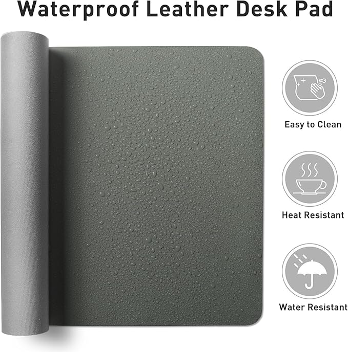 Aothia Leather Desk Pad Protector, Office Desk Mat, Large Mouse Pad, Non-Slip PU Leather Desk Blotter, Laptop Desk Pad, Waterproof Desk Writing Pad for Office and Home (Jungle Green, 31.5" x 15.7")