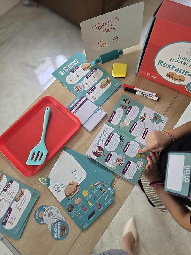 Tovla Jr. Ultimate Kids Real Restaurant-Making Set – Real Cooking Tools, STEM Activity for Ages 4+, Visual Learning Recipes and Menus, Great Gift for Aspiring Chefs