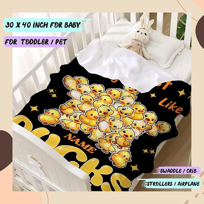 Costom Name Just Really Like Ducks Adult duck Blanket Kids Funny Blanket Suitable for Bedroom bed sofa Crib Couch Chair outdoor All Season Items That Yellow Duck Lovers Will Love 50"x40"for Kid