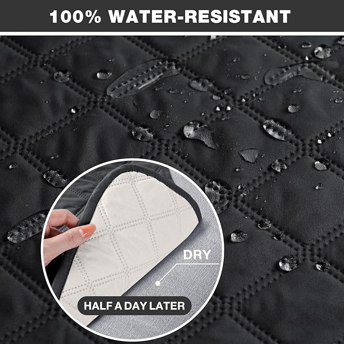 TAOCOCO Waterproof Recliner Chair Covers with Leg Strap 1 Piece Oversized Recliner Covers for Large Recliner for Pets Kids, Washable Reclining Chair Furniture Protector(28'' Oversized, Black)