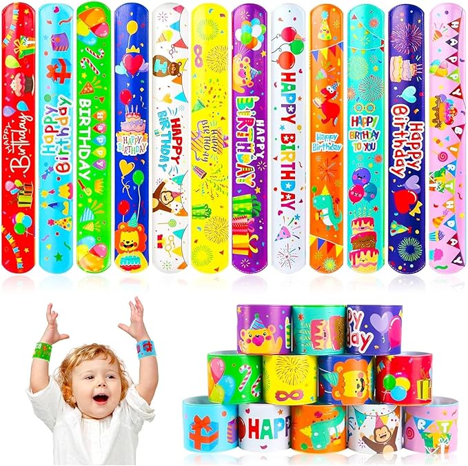 48 PCS Slap Bracelets Party Favors, Bulk Snap Bracelet Party Favors Supplies for kids&teens Gifts Teacher Classroom School Prizes (Birthday)
