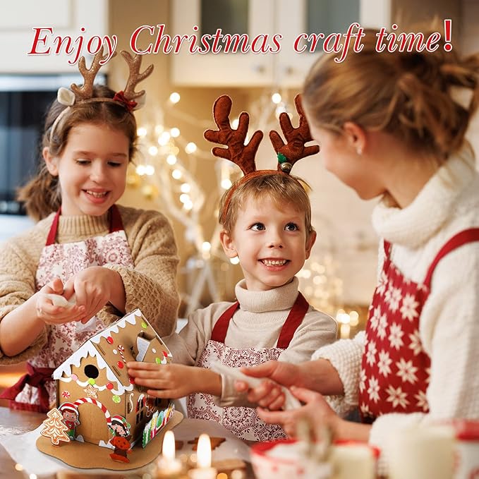 6 Sets Christmas Gingerbread House Kit Christmas Crafts for Kids Mini Christmas Cardboard Make-a-Gingerbread House Craft for Boy Girl Christmas Party Game Craft Supplies(Classic Style)