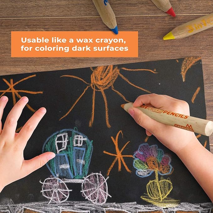 3 In 1 Colouring Pencils | 24 Colours Set inc. Brush And Sharpener | Non-Toxic And Vegan Colours For Ages 3 And Up