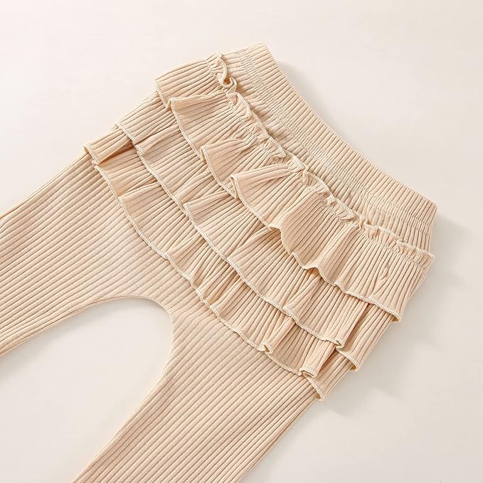 Baby Girl Clothes Newborn Infant Fall Winter Outifts Ribbed Ruffle Long Sleeve Romper Pant Outfit Set 3pcs 0-18Months