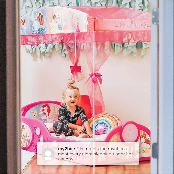 Delta Children - Disney Princess Plastic Sleep and Play Toddler Bed with Canopy, Pink