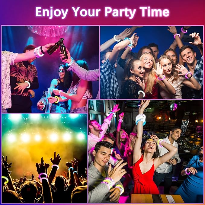 90 Pack Light up Bracelets,Glow Sticks Bracelets,6 Color LED Bracelets Glow In the Dark Party Supplies,Flashing Light Up Bracelet,Glow Bracelets for Birthday Concert Carnival Party Favors